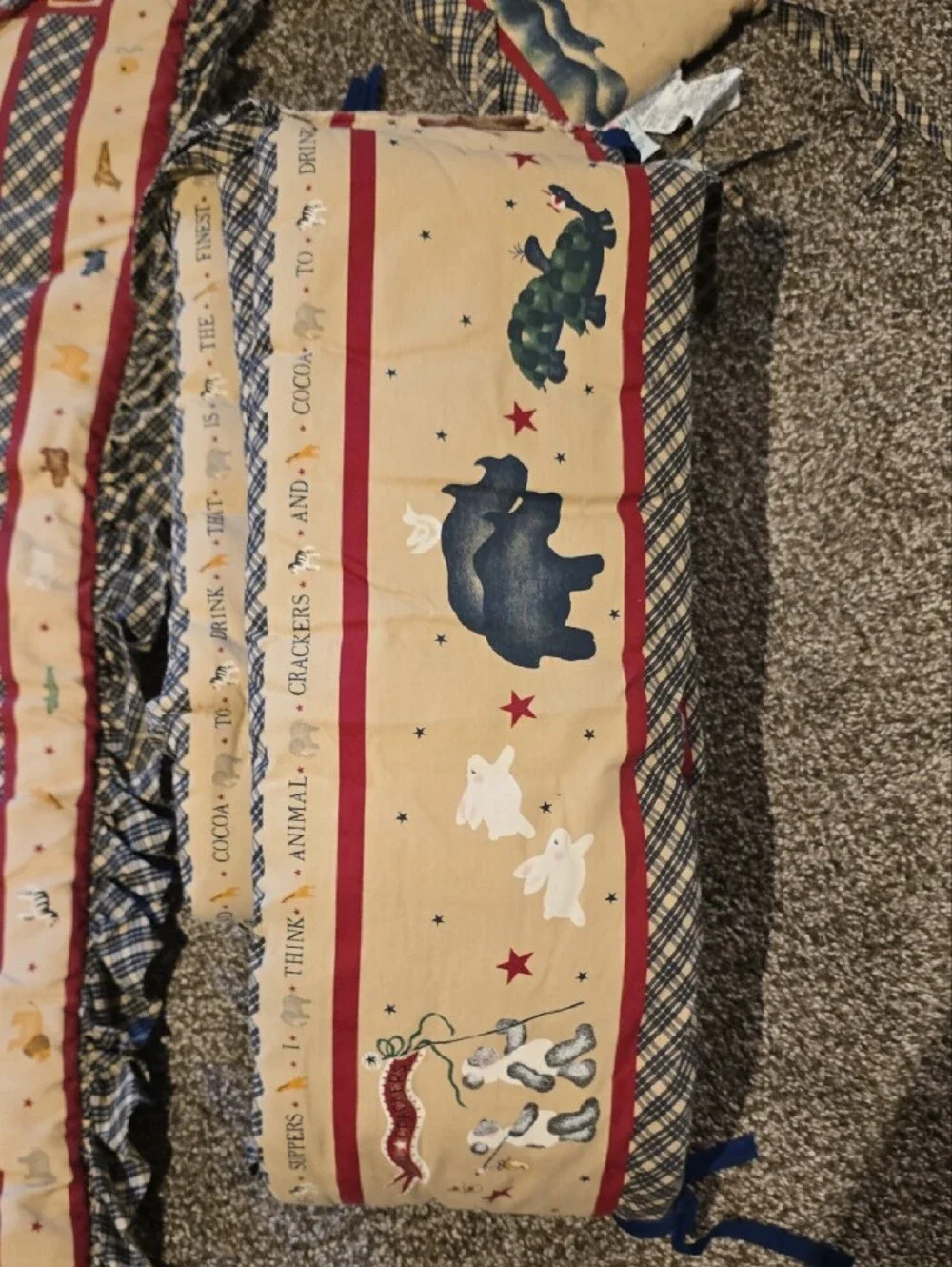 Lambs And Ivy Nursery Animal Ark Crib Bedding Set in Cream, Red & Blue